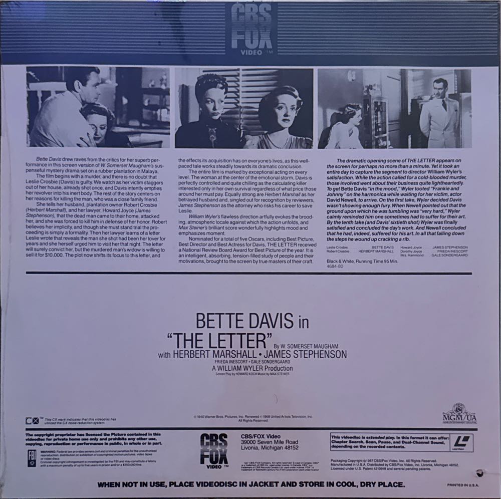 The Letter Laser Disc movie collectible [Barcode 027616131539] - Main Image 2