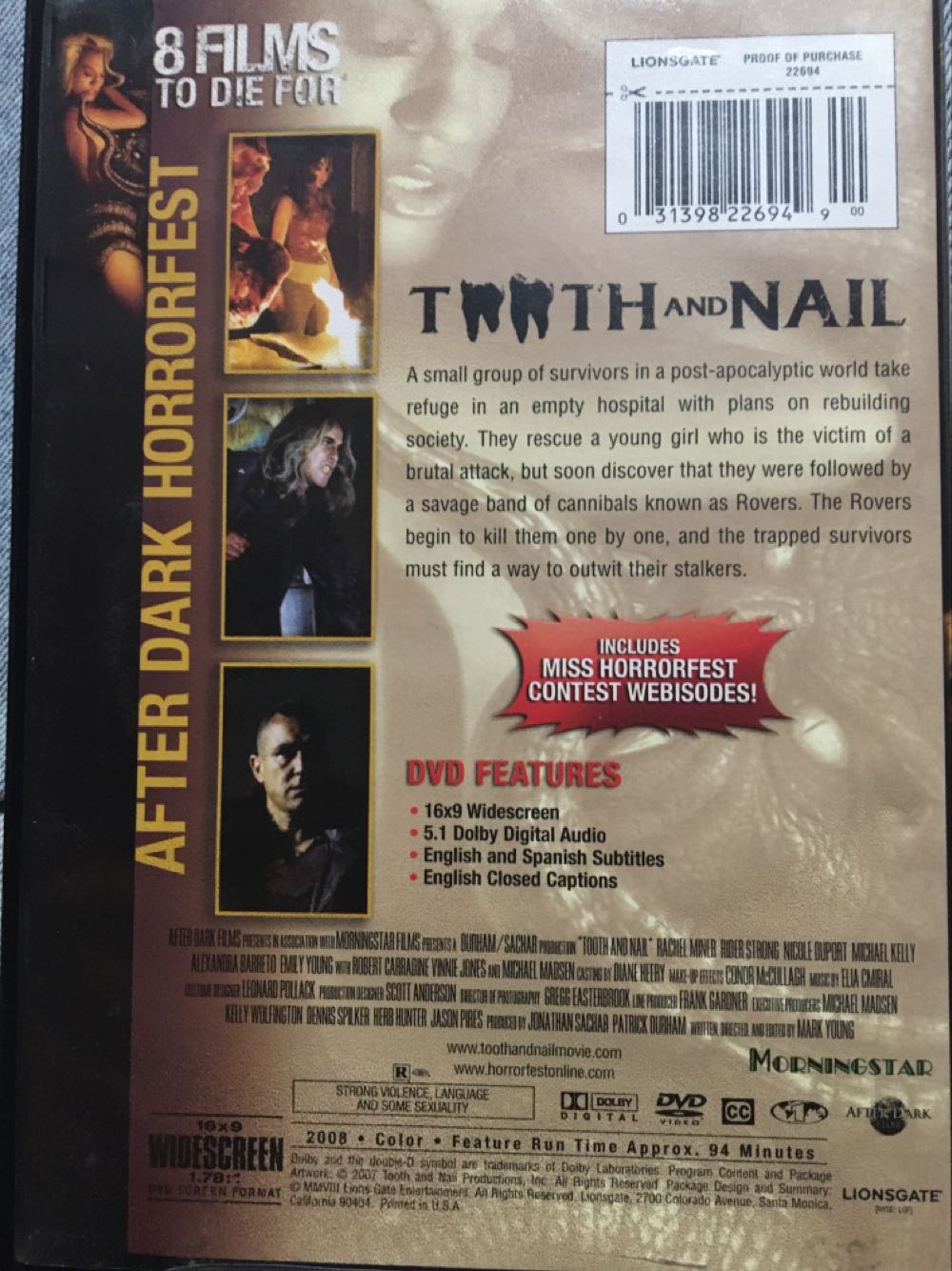 Tooth and Nail DVD movie collectible [Barcode 031398226949] - Main Image 2