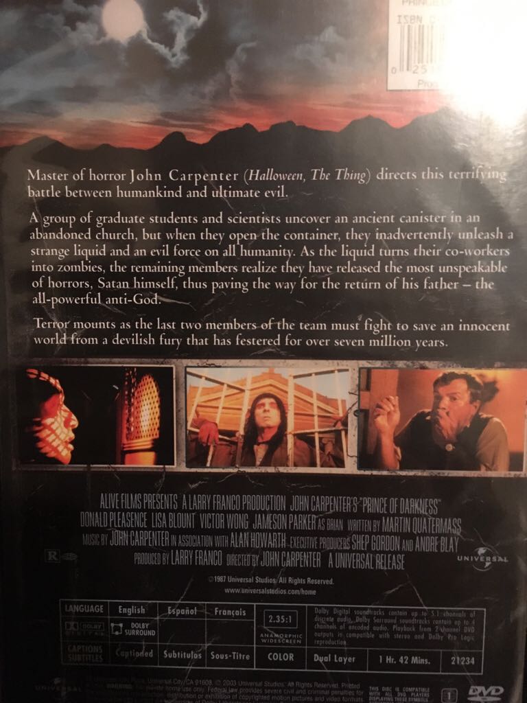 Prince of Darkness Fandango at Home movie collectible [Barcode 025192123429] - Main Image 2