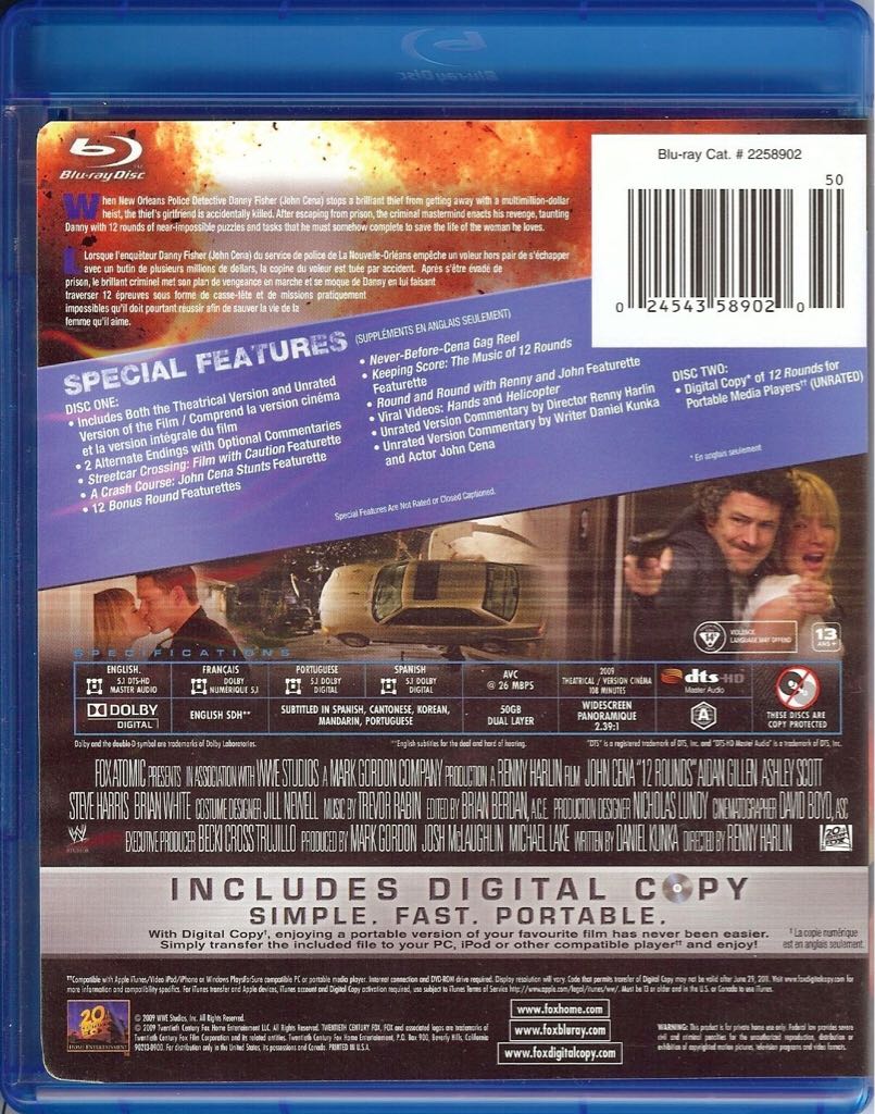 12 Rounds Blu-ray movie collectible [Barcode 024543589013] - Main Image 2