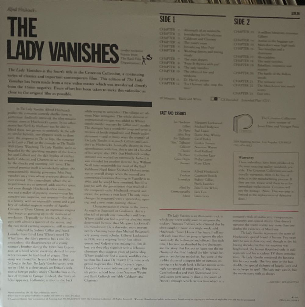 The Lady Vanishes (1938) DVD movie collectible [Barcode 090098009191] - Main Image 2