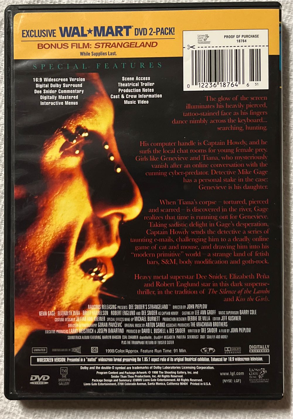 StrangeLand - (aka: Dee Snider’s Strangeland) DVD movie collectible [Barcode 012236187646] - Main Image 2