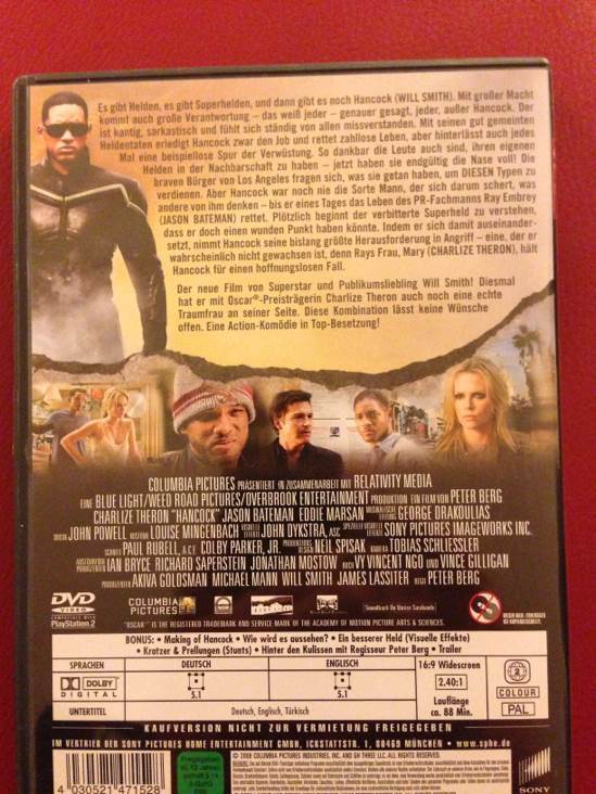 Hancock DVD movie collectible [Barcode 4030521471528] - Main Image 2
