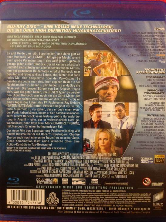Hancock  Blu-ray movie collectible [Barcode 4030521717138] - Main Image 2