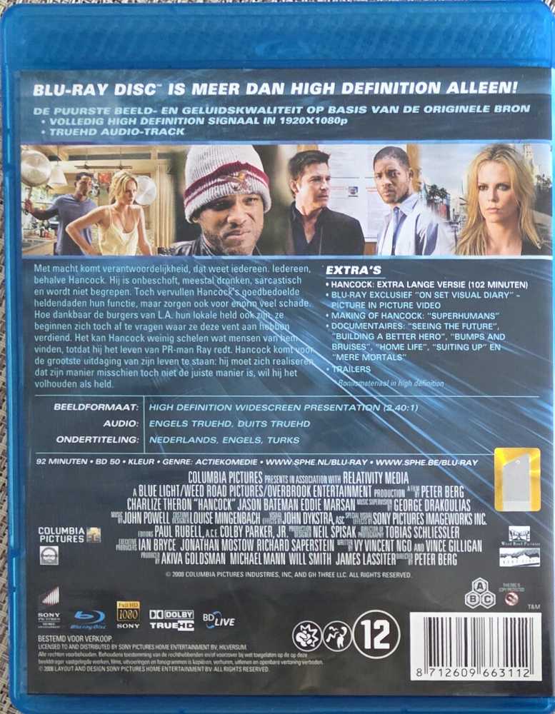 Hancock Blu-ray movie collectible [Barcode 8712609663112] - Main Image 2
