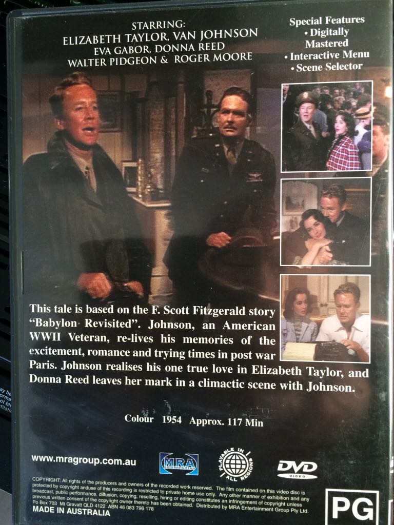 The Last Time I Saw Paris DVD movie collectible [Barcode 090328900755] - Main Image 2