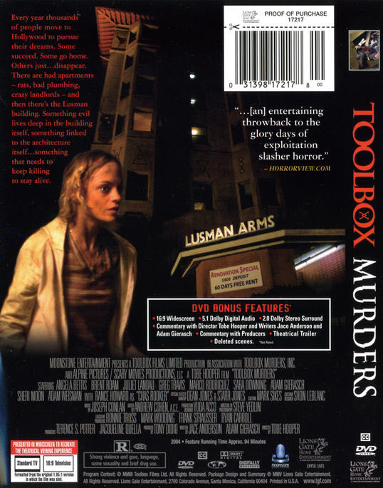 Toolbox Murders DVD movie collectible [Barcode 031398172178] - Main Image 3