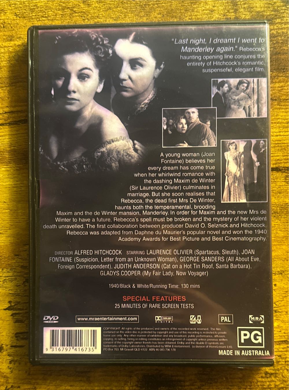 Rebecca DVD movie collectible [Barcode 9316797416735] - Main Image 2