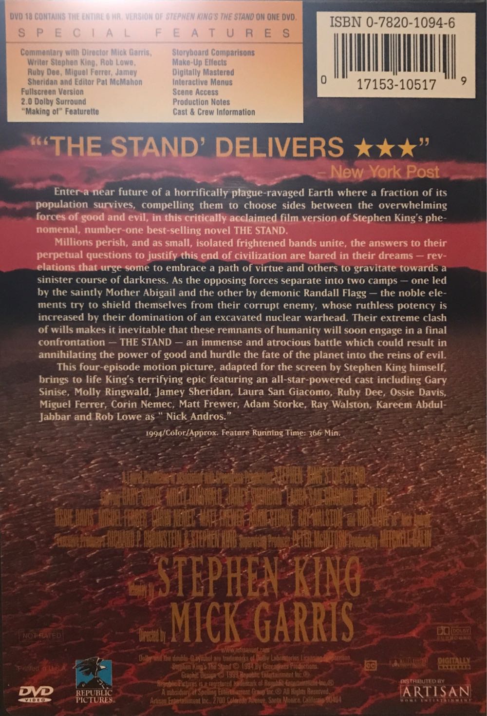 The Stand DVD movie collectible [Barcode 017153105179] - Main Image 2