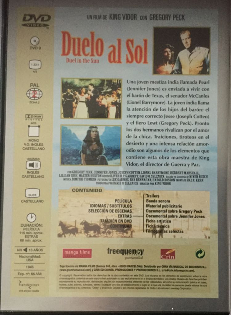 Duel In The Sun - DR DVD movie collectible [Barcode 9316797417084] - Main Image 2