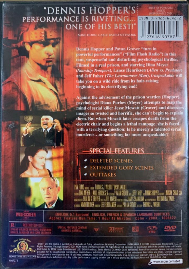 UnSpeakable DVD movie collectible [Barcode 7897744400172] - Main Image 2