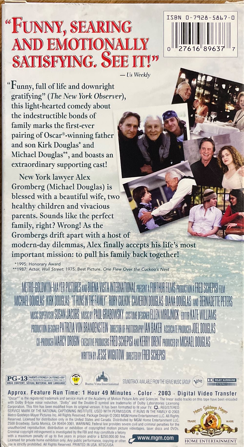 It Runs in the Family VHS movie collectible [Barcode 027616896377] - Main Image 2