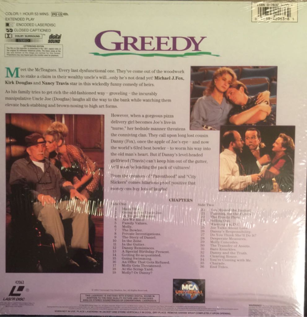 Greedy Laser Disc movie collectible [Barcode 096894206369] - Main Image 2