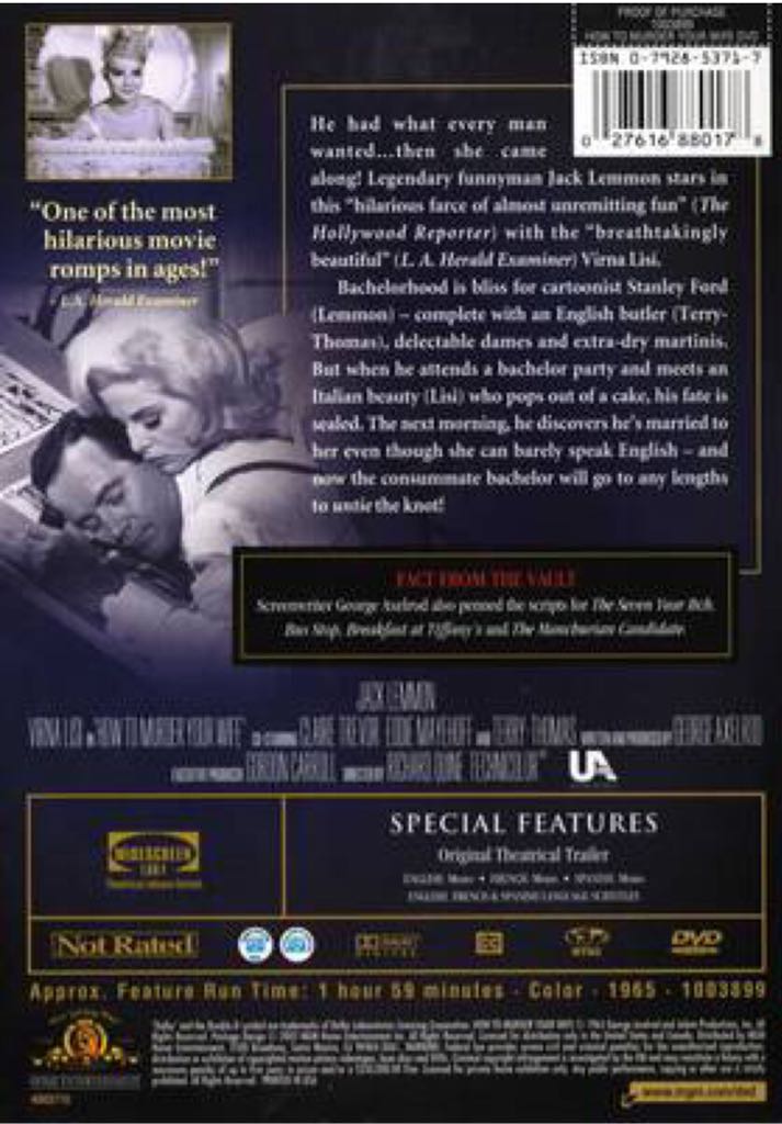 JACK LEMMON(1965) How to Murder Your Wife (DAILYMOTION) Movies Anywhere movie collectible [Barcode 027616880178] - Main Image 2