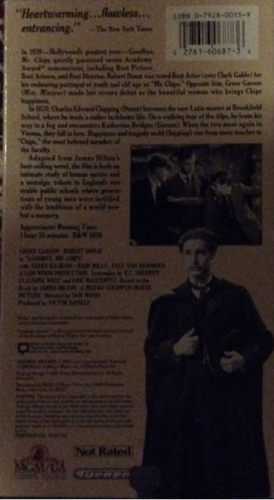 Goodbye Mr Chips VHS movie collectible [Barcode 027616068736] - Main Image 2