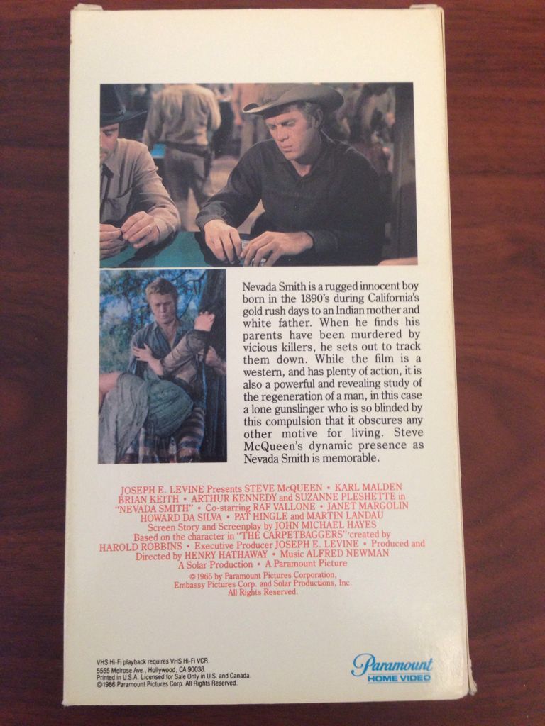 Nevada Smith VHS movie collectible [Barcode 037757265321] - Main Image 2