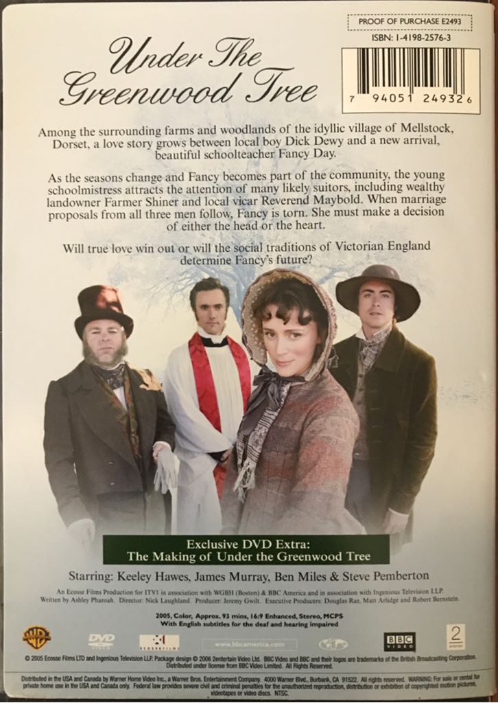 Under the Greenwood Tree DVD movie collectible [Barcode 794051249326] - Main Image 2