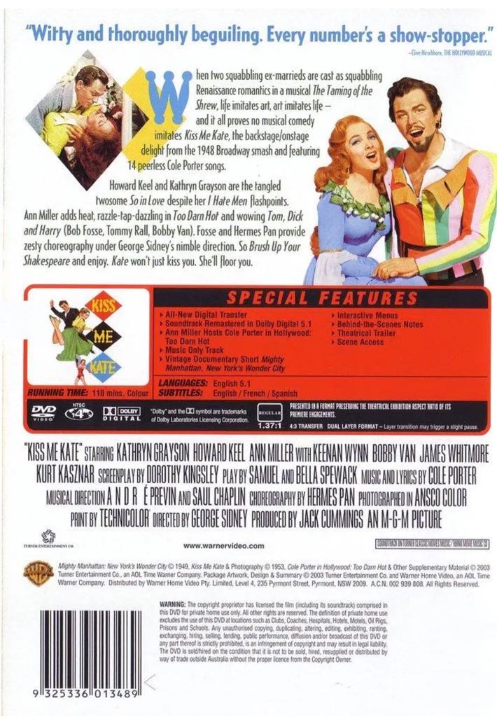 Kiss Me Kate VHS movie collectible [Barcode 012569508835] - Main Image 2