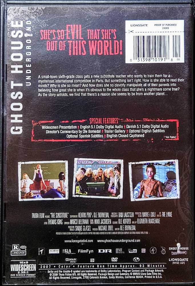 The Substitute DVD movie collectible [Barcode 031398101918] - Main Image 2