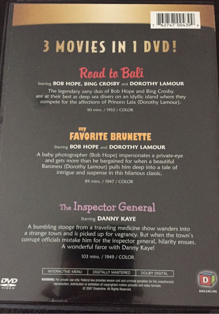 Road to Bali DVD movie collectible [Barcode 9332412007010] - Main Image 2