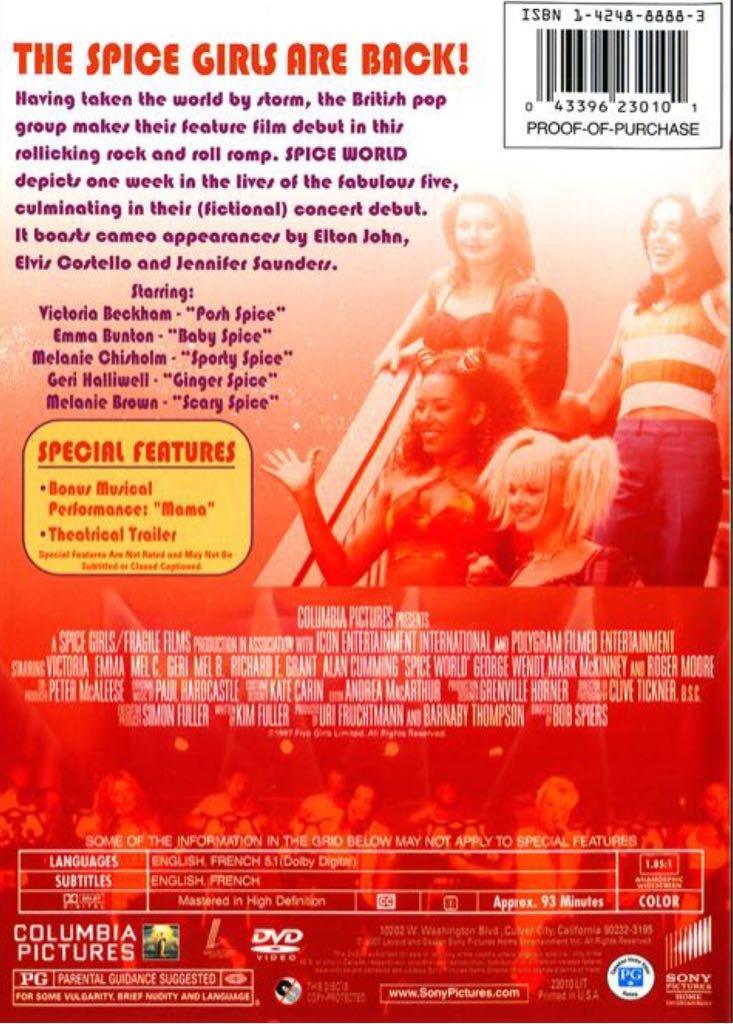 Spice World DVD movie collectible [Barcode 043396230101] - Main Image 2