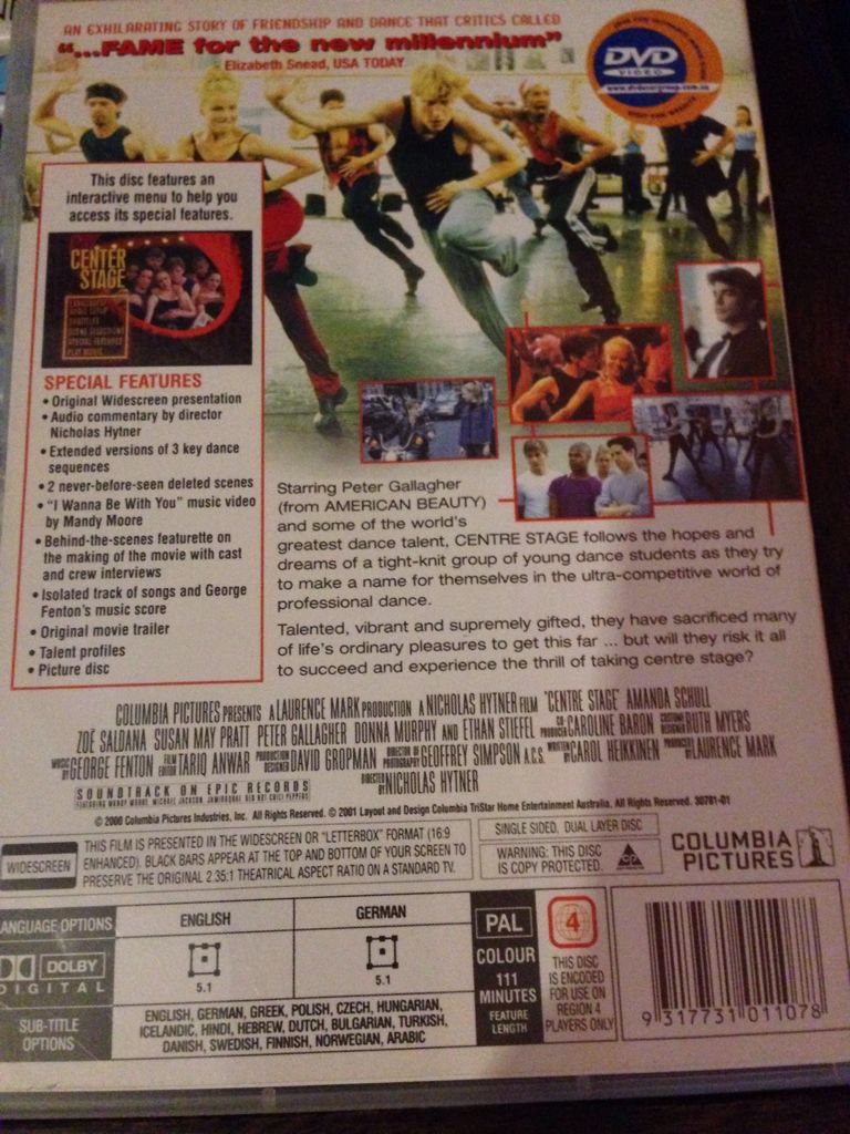 Centre Stage DVD movie collectible [Barcode 9317731011078] - Main Image 2