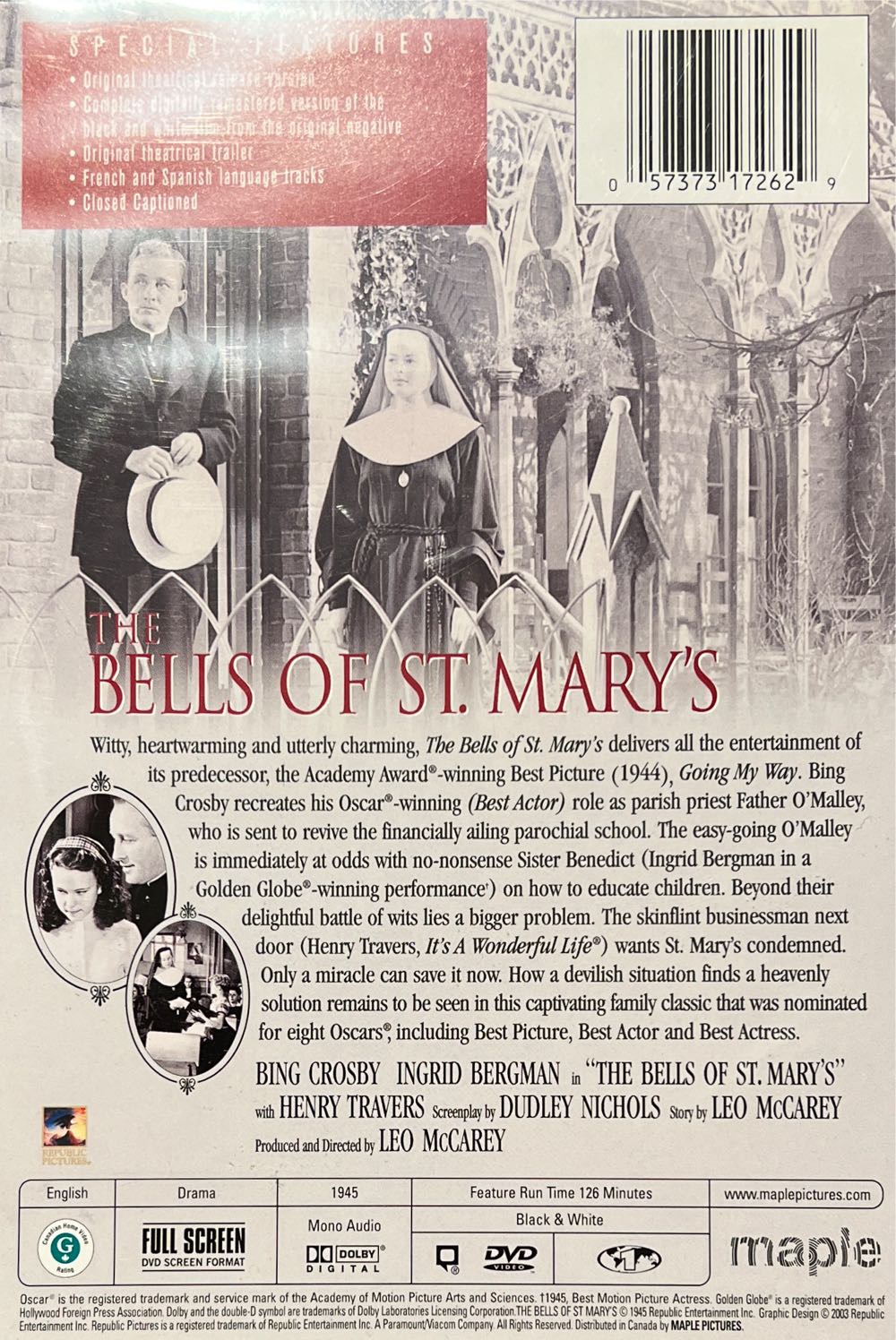 The Bells of St. Marys DVD movie collectible [Barcode 057373172629] - Main Image 2
