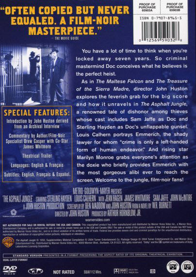 The Asphalt Jungle / Асфальтовые Джунгли DVD movie collectible [Barcode 7321900504836] - Main Image 2