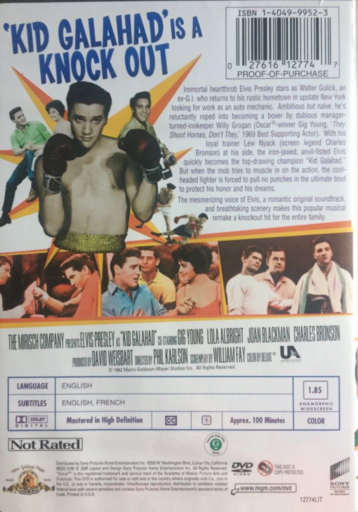 ELVIS PRESLEY(1962)Kid Galahad DVD DVD movie collectible [Barcode 027616127747] - Main Image 2