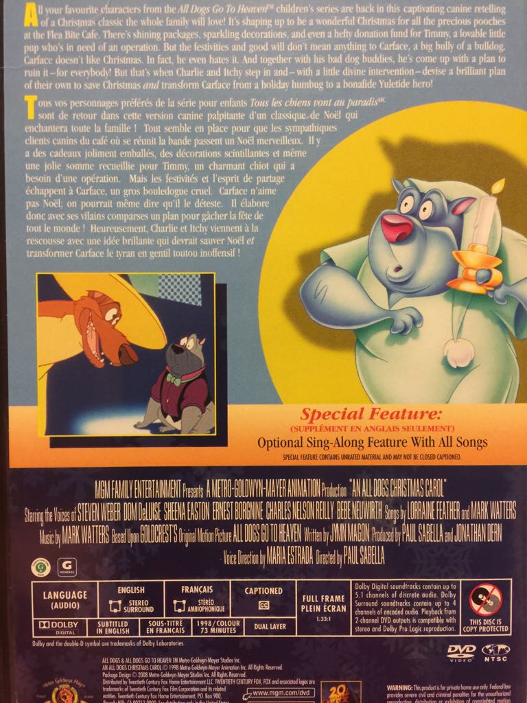 An All Dogs Christmas Carol DVD movie collectible [Barcode 9321337069890] - Main Image 2