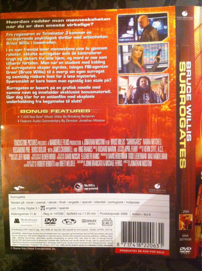 Surrogates Digital Copy movie collectible [Barcode 8717418220631] - Main Image 2