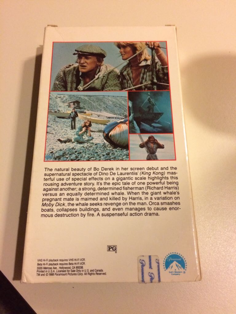 Orca The Killer Whale VHS movie collectible [Barcode 031504089352] - Main Image 2