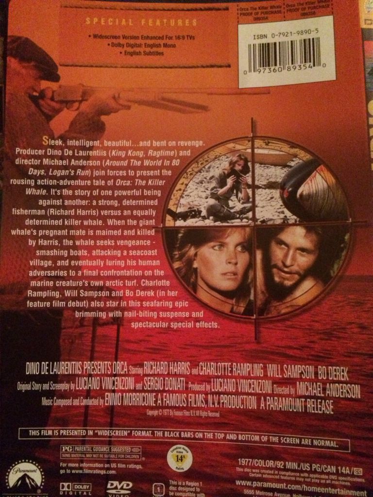 Orca The Killer Whale DVD movie collectible [Barcode 097360893540] - Main Image 2