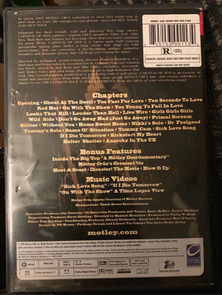 Motley Crue: Carnival Of Sins DVD movie collectible [Barcode 855153001134] - Main Image 2
