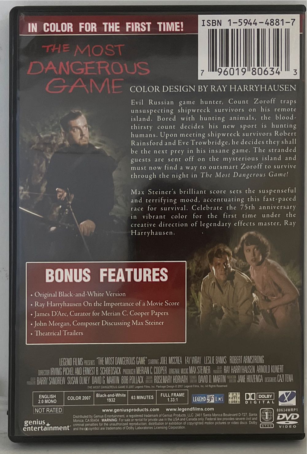 The Most Dangerous Game (75th Anniversary Ed) DVD movie collectible [Barcode 796019806343] - Main Image 2