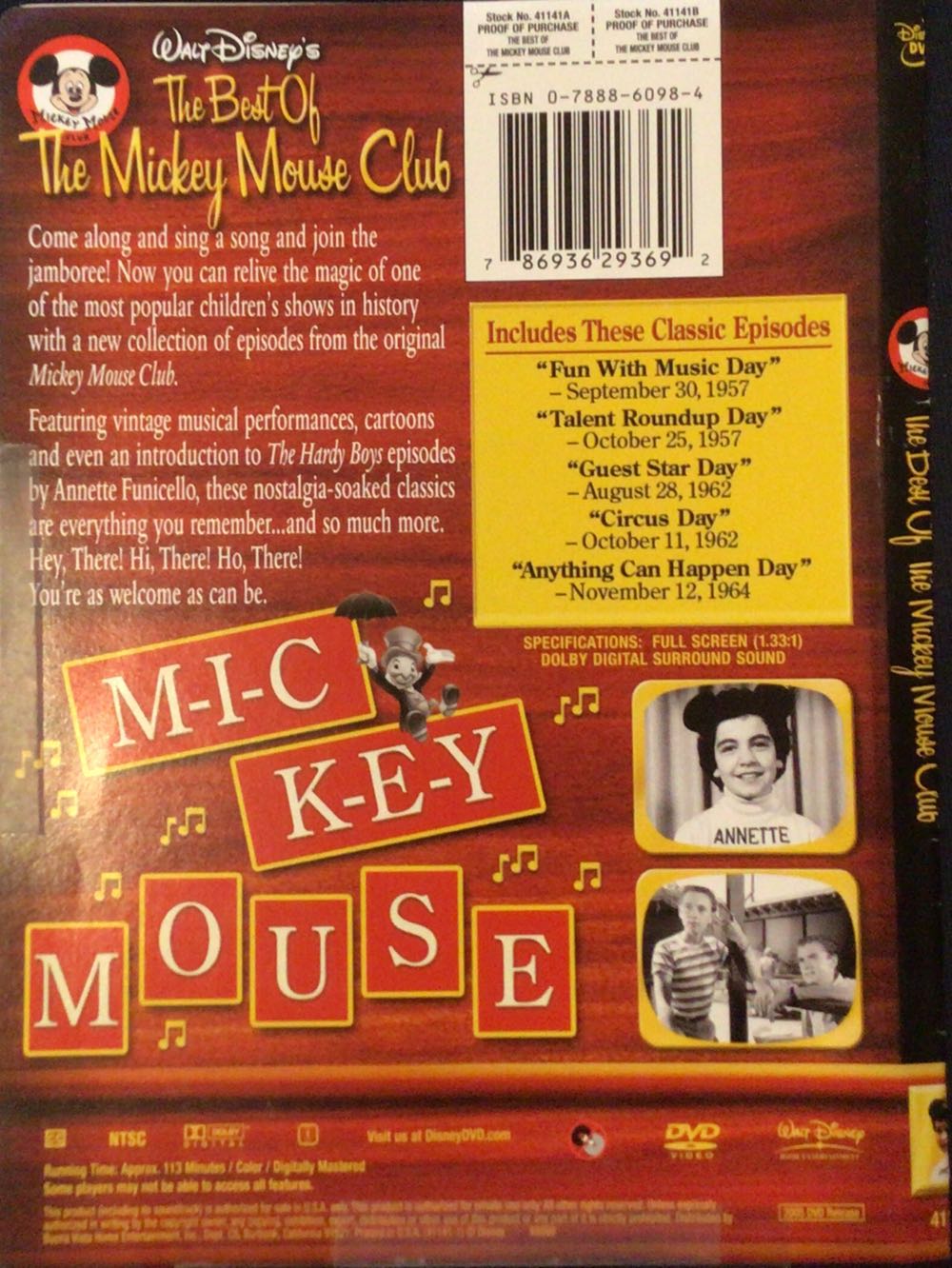 The Best Of The Mickey Mouse Club DVD movie collectible [Barcode 786936293692] - Main Image 2