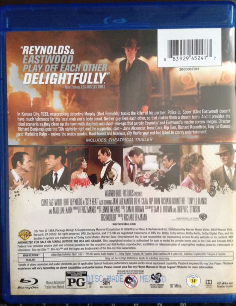 City Heat Blu-ray movie collectible [Barcode 883929452477] - Main Image 2