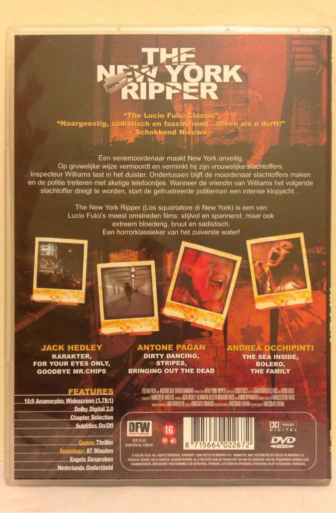 New York Ripper Aka Lo Squartore Di New York, The DVD movie collectible [Barcode 3387010013365] - Main Image 2