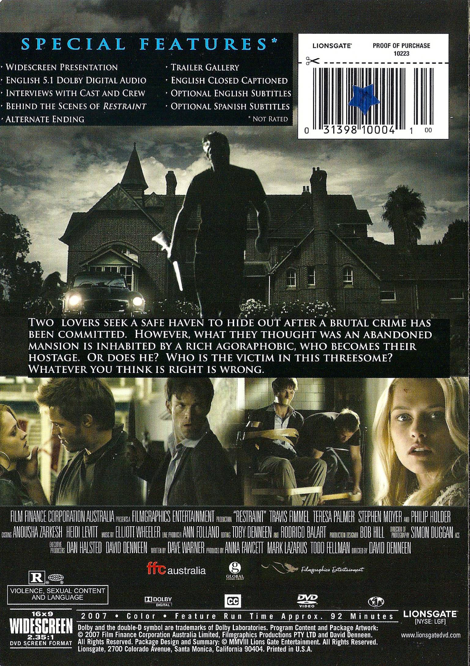 Restraint DVD movie collectible [Barcode 031398100027] - Main Image 3