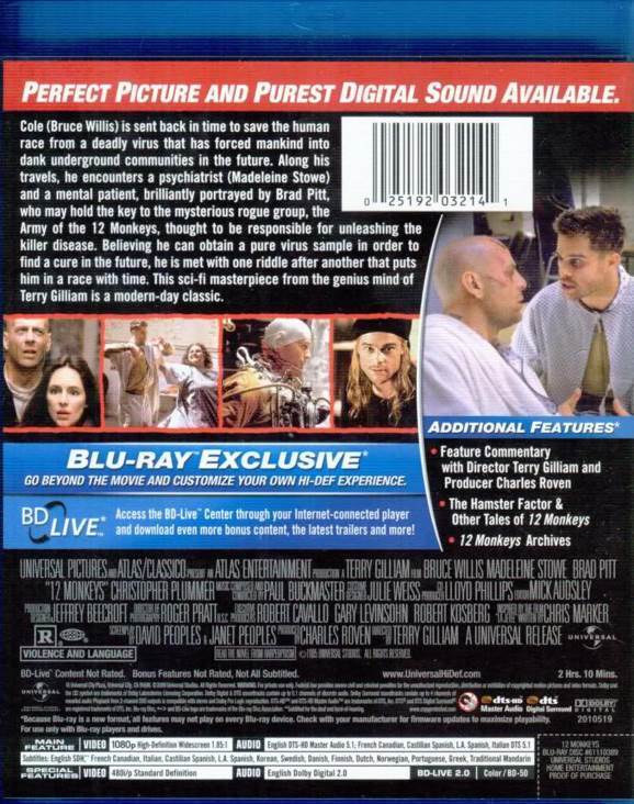 12 Monkeys Blu-ray movie collectible [Barcode 025192032141] - Main Image 2