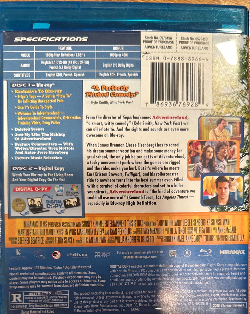 Adventureland Blu-ray movie collectible [Barcode 786936769289] - Main Image 3