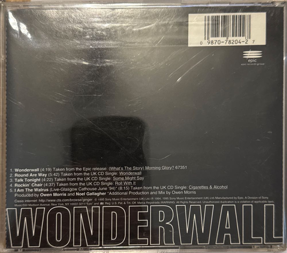 Wonderwall - Oasis (CD) music collectible [Barcode 098707820427] - Main Image 2