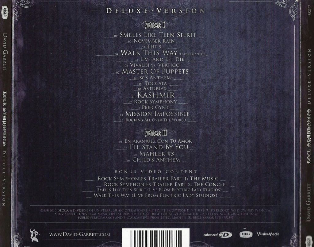 Rock Symphonies - David Garrett (CD - 42) music collectible [Barcode 028947825548] - Main Image 2