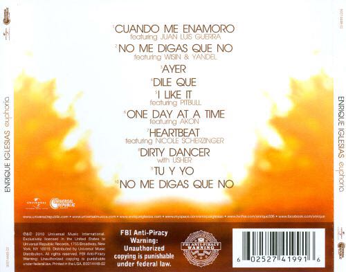 Euphoria - Enrique Iglesias (CD - 51) music collectible [Barcode 602527419916] - Main Image 2