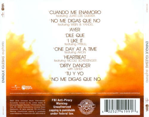Enrique Iglesias Euphoriap - Enrique Iglesias (CD - 39) music collectible [Barcode 602527435640] - Main Image 2