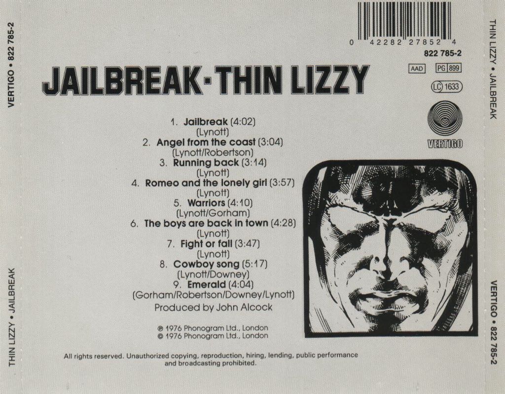 Jailbreak - Thin Lizzy (CD - 3552) music collectible [Barcode 731453229426] - Main Image 2