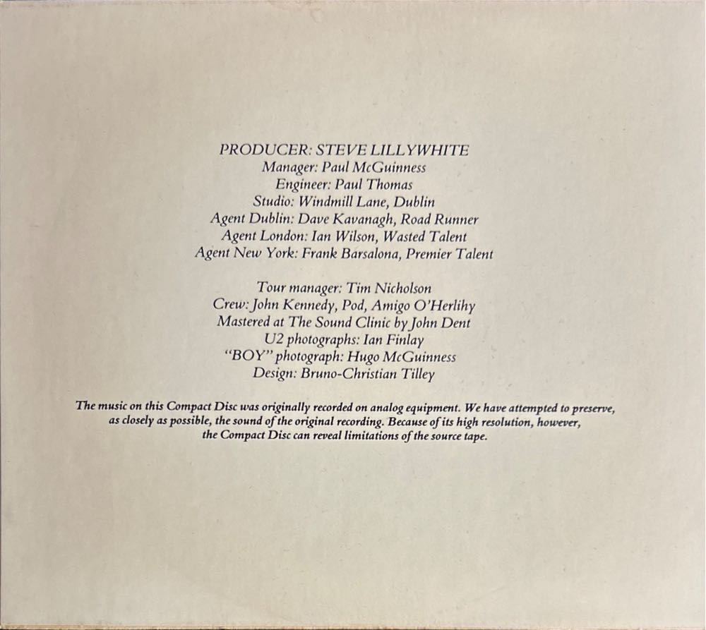 Boy - U2 (CD - 43) music collectible [Barcode 075679004024] - Main Image 3