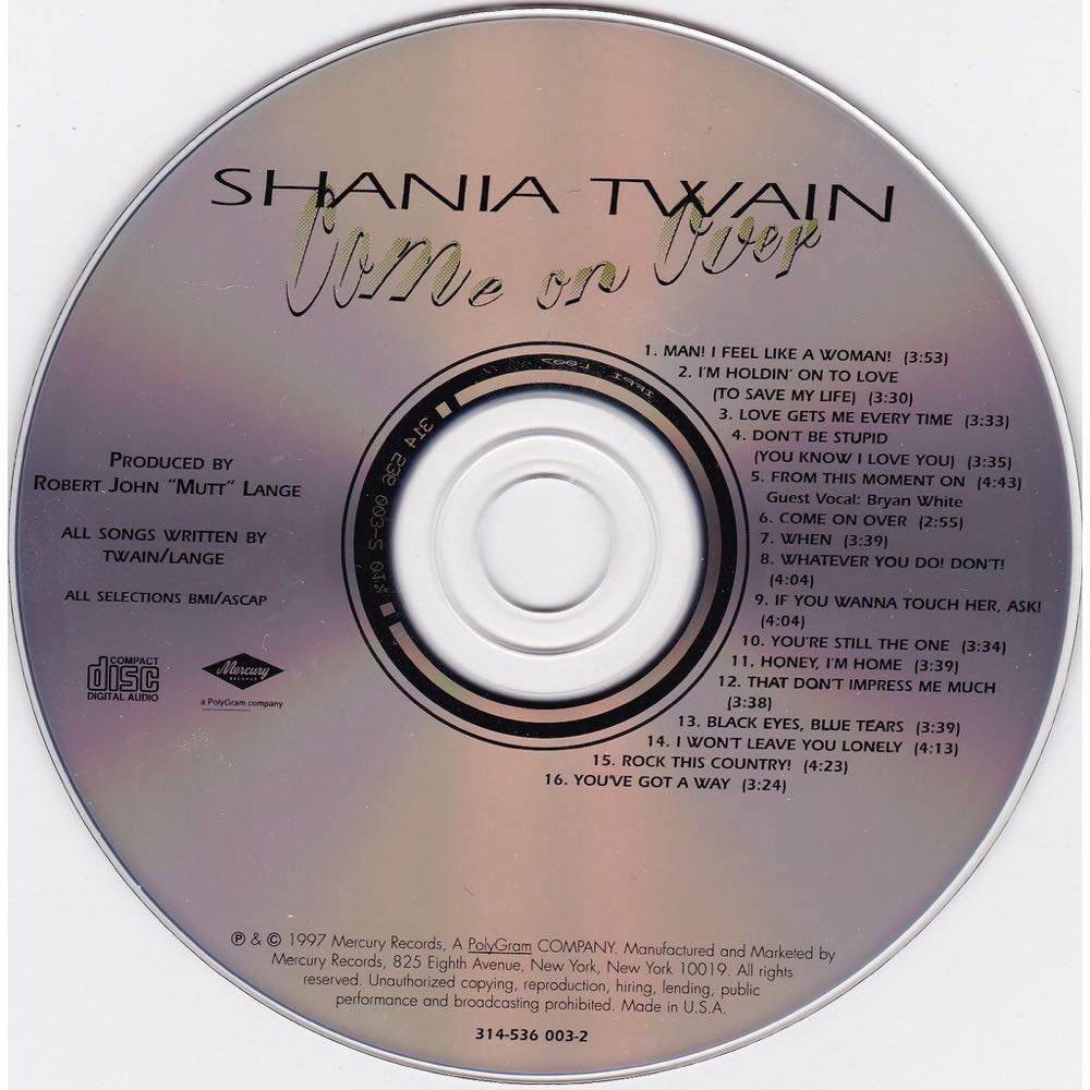 Come On Over - Shania Twain (CD - 60) music collectible [Barcode 8710101581910] - Main Image 3