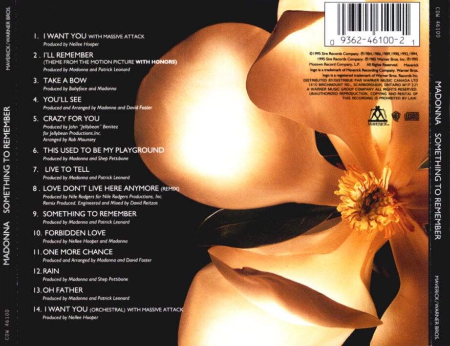 Something To Remember - Madonna (CD - 71:01) music collectible [Barcode 0093624620426] - Main Image 2