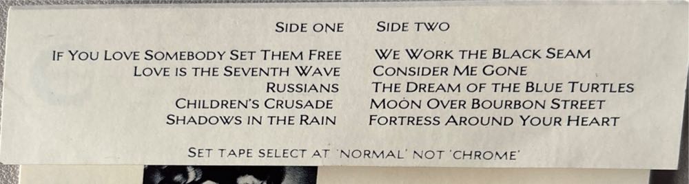 The Dream Of The Blue Turtles - Sting (Cassette) music collectible [Barcode 777495424726] - Main Image 2